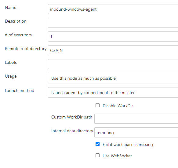 Inbound agent configuration